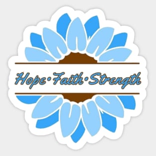 Light blue sunflower Hope Faith Strength Sticker